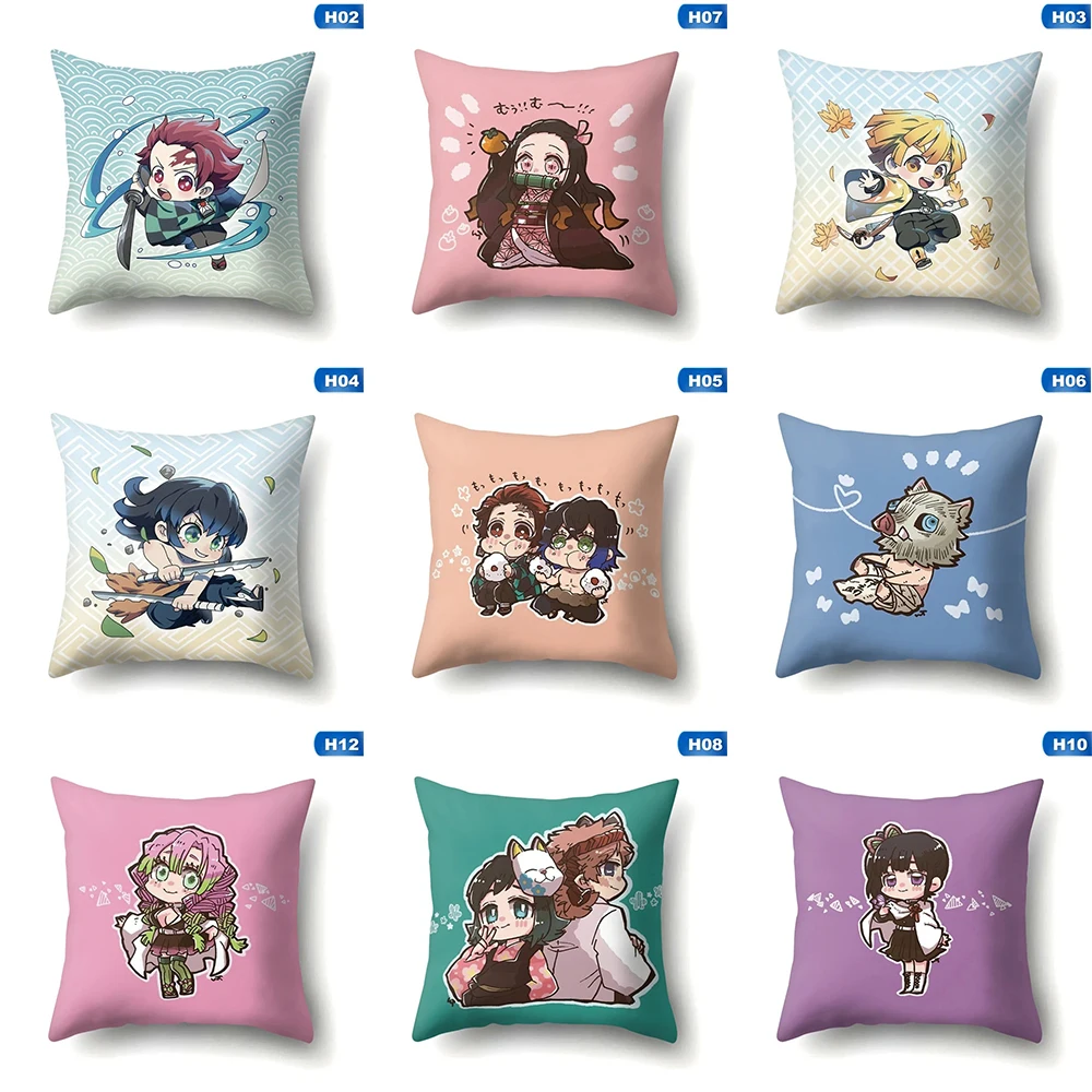 45x45cm cartoon anime Demon Slayer pattern cushion cover home decoration bedroom living room sofa cushion cover