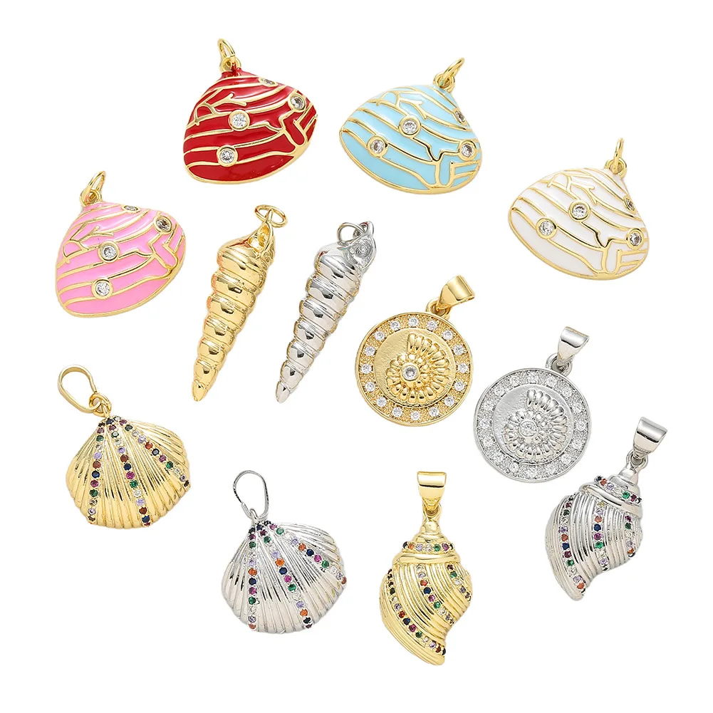 

10pcs/lot Mix DIY Oil-dripping Copper Plated With Zircon Shell For Charms Bracelet Pendant