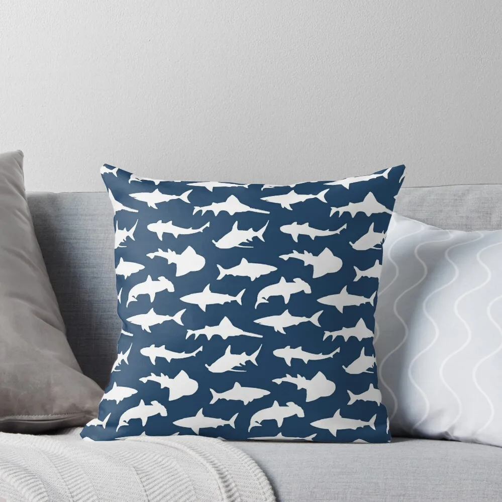 

Sharks on Navy Blue Throw Pillow covers for pillows Sofa Cushions Covers Sofa Cushion Cover Covers For Sofas pillow