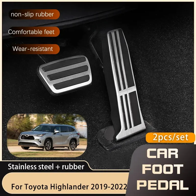 

AT Stainless Steel Car Pedals For Toyota Highlander Crown Kluger XU70 2020 2021 2022 Gas Brake Non-slip Pedal Cover Car-styling