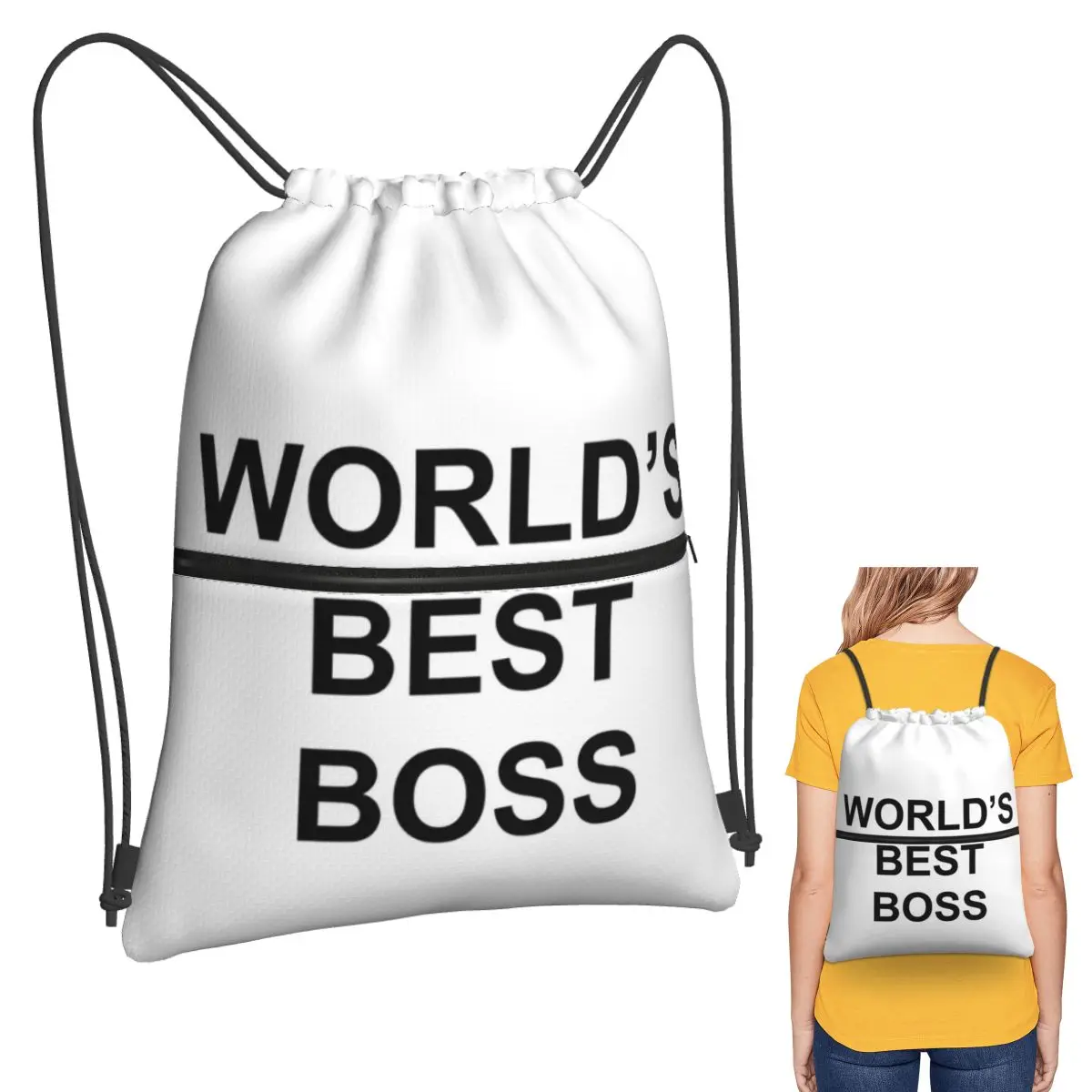 

World's Best Boss Backpacks Casual Drawstring Bundle Pocket Sports Bag Book Bags for Travel School