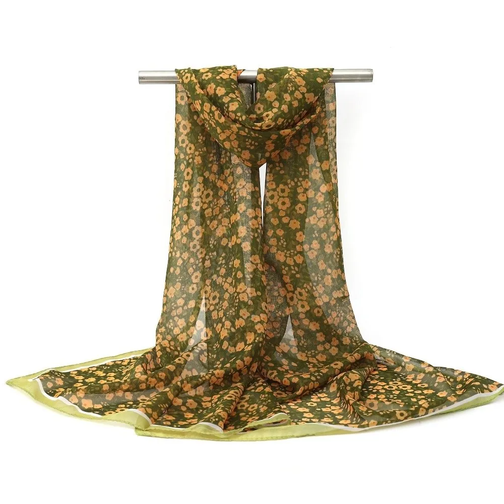 

Новый шифоновый шарф с цветочным принтом, длинная защитная солнцезащитная накидка, тонкая мягкая женская накидка, модные женские шали