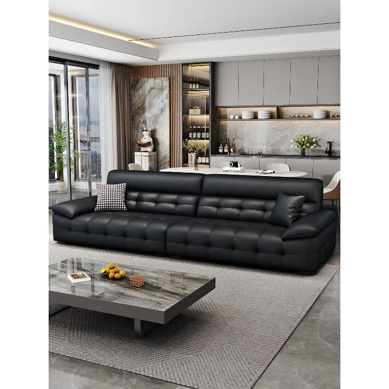 Leather sofa modern simple small apartment cat scratching leather straight row three sofa combination
