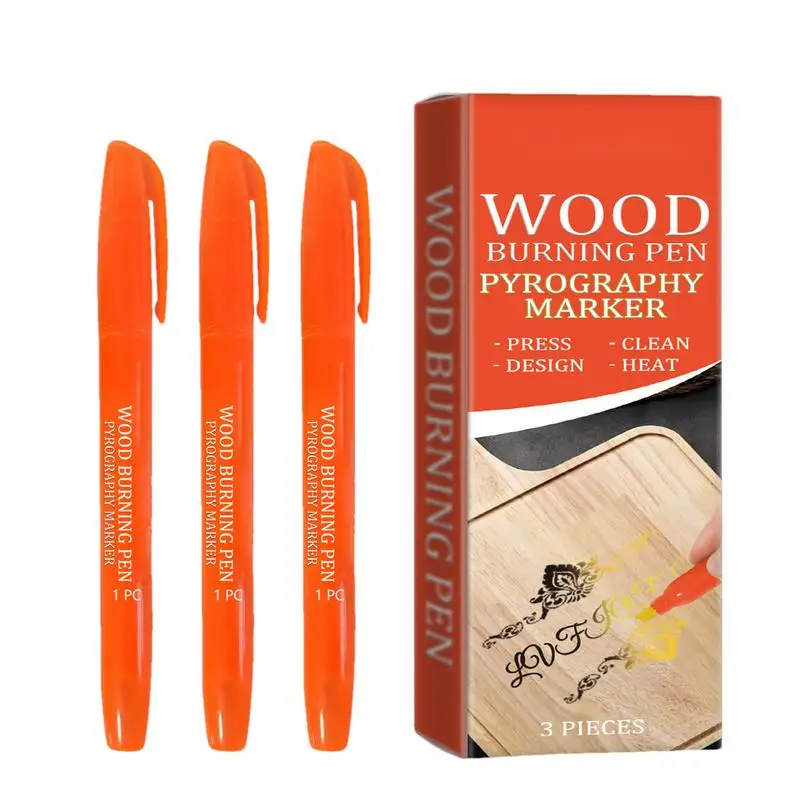 Multifuncional portátil Wood Burning Marker, Caneta Pyrography, Scorch, Arte, Artistas, Iniciantes, 3 pcs