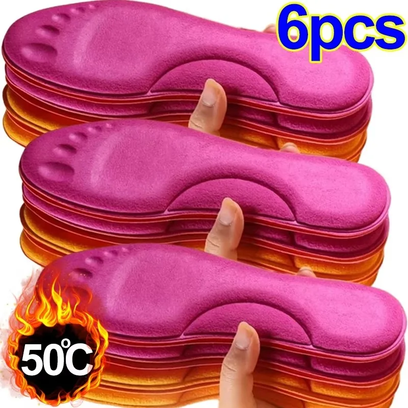 6/2pcs Self Heating Insoles Thermostatic Thermal Insole Massage Memory Foam Arch Support Shoe Pad Heated Pads Winter Men Women