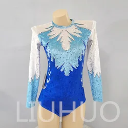 LIUHUO Rhythmic Gymnastics Leotard Competitive  Blue Cheerleading Performance For Children