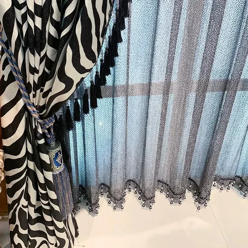 Nieuwe Zebra Strepen Zwart-wit Jacquard Verdikte Verduisteringsgordijnen voor Woonkamer Eetkamer Slaapkamer Aangepaste Woondecoratie