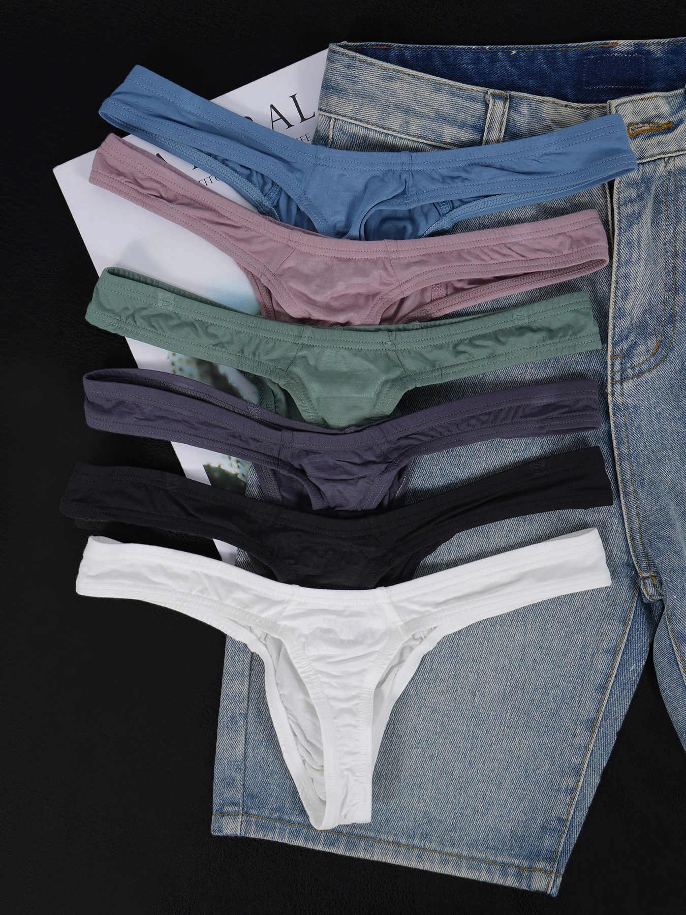 6 PCS Men's Modal Ultra-Thin Cool Thongs U Convex Pouch Soft Breathable Body Shaping Underwear