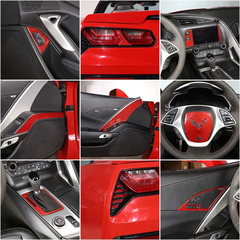 For Chevrolet Corvette C7 2014-2019 Soft Carbon Fiber Center Control Panel Dashboard Panel Glass Lift Frame Sticker Auto Parts