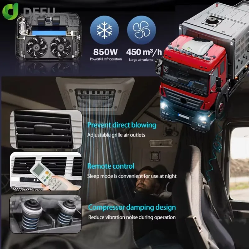 Universal 12 Volt Tractor Roof RV Rooftop Air Conditioner 12/24v Truck 24V Parking Air Conditioning