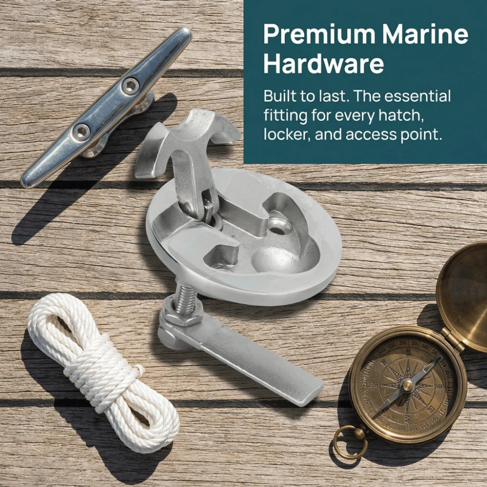 Sturdy 316 Stainless Steel Flush Boat Hatch Latch 2 Inch T-Handle Turning Lift Handle Boat Hatch Latch Floor Hatch
