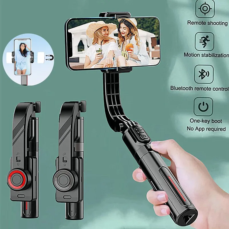 360 °   Trípode de expansión de disparo estable equilibrado, palo de Selfie, soporte para teléfono móvil, estabilizador de teléfono móvil con luz