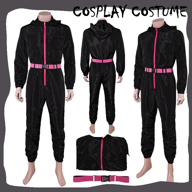 Black Calamari Game Cosplay Jumpsuit Tracksuit Costume Korean TV SG 2 Korea BOSS Role Play Classic Pink Belt Outfits Halloween