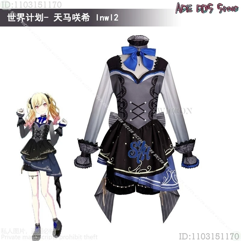 

Halloween Costume Adults Anime Game Project Sekai Cosplay Tenma Saki Leo/need Lnwl2 Fashion Goth Dress Kawaii Bow disguise Women