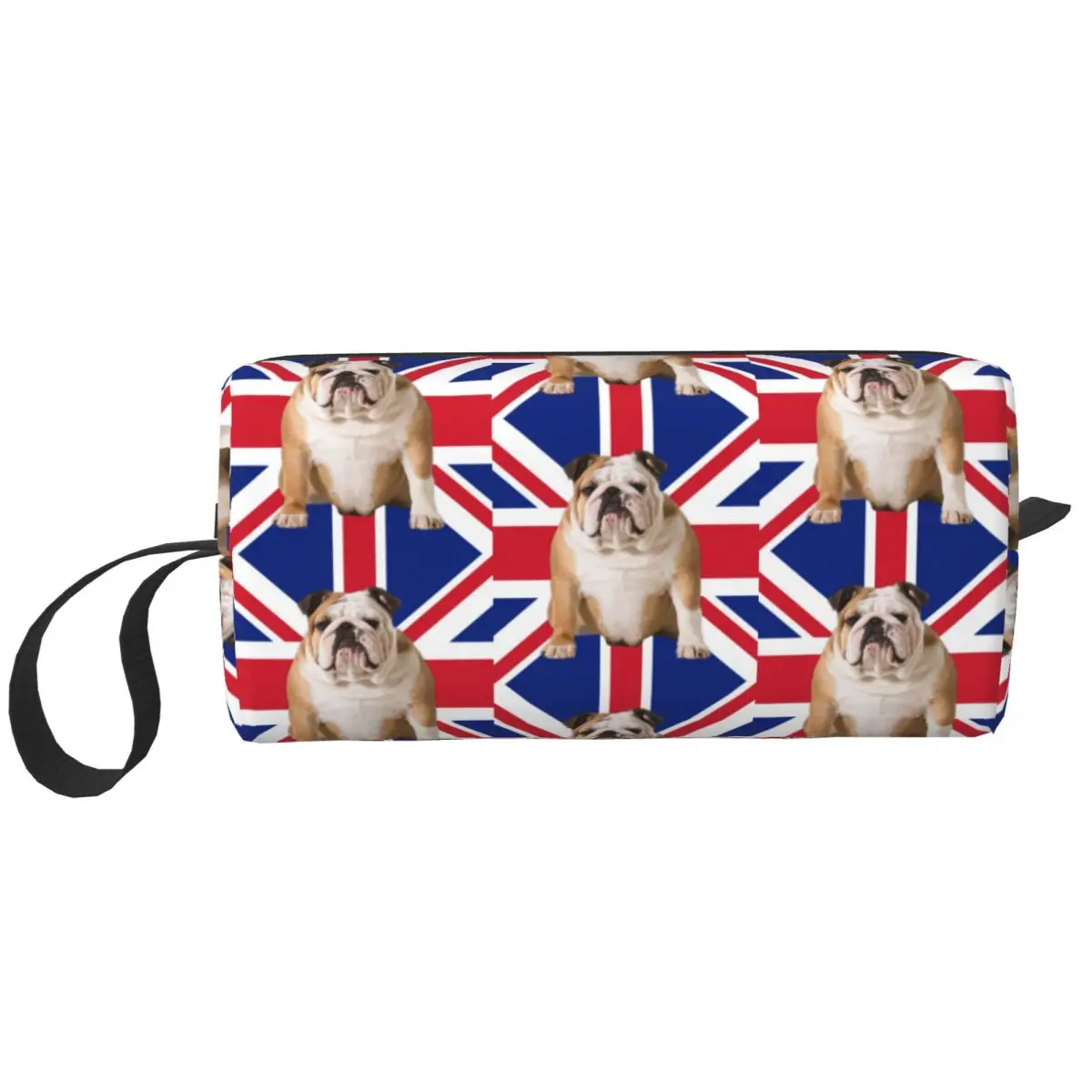 Custom Union Jack English Bulldog Travel Cosmetic Bag British Flag Patriotic Dog Toiletry Makeup Ladies Beauty Storage Dopp Kit