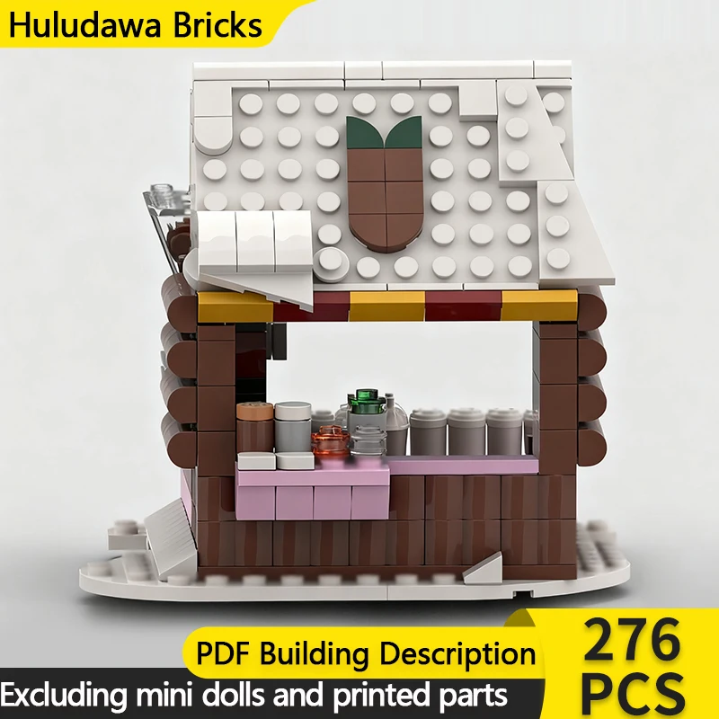 

Street View Model MOC Building Bricks Winter Village Coffee Stand Modular Technology Children Holiday Gifts Assemble Toys Suit