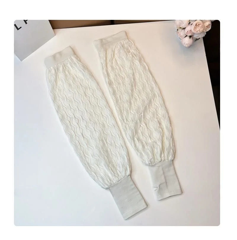 ผู้หญิง Seersucker ผ้าไหมน้ําแข็งแขนแขน UPF 50 + ข้อมือหลวมขนาดใหญ่ป้องกันแสงแดดสําหรับขับรถขี่จักรยานฤดูร้อน