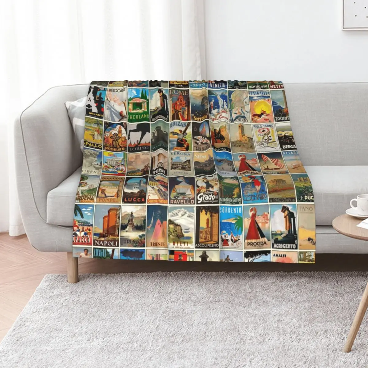 

Italy Travel Posters Throw Blanket Beach Sofa Throw Flannels Summer Beddings Blankets
