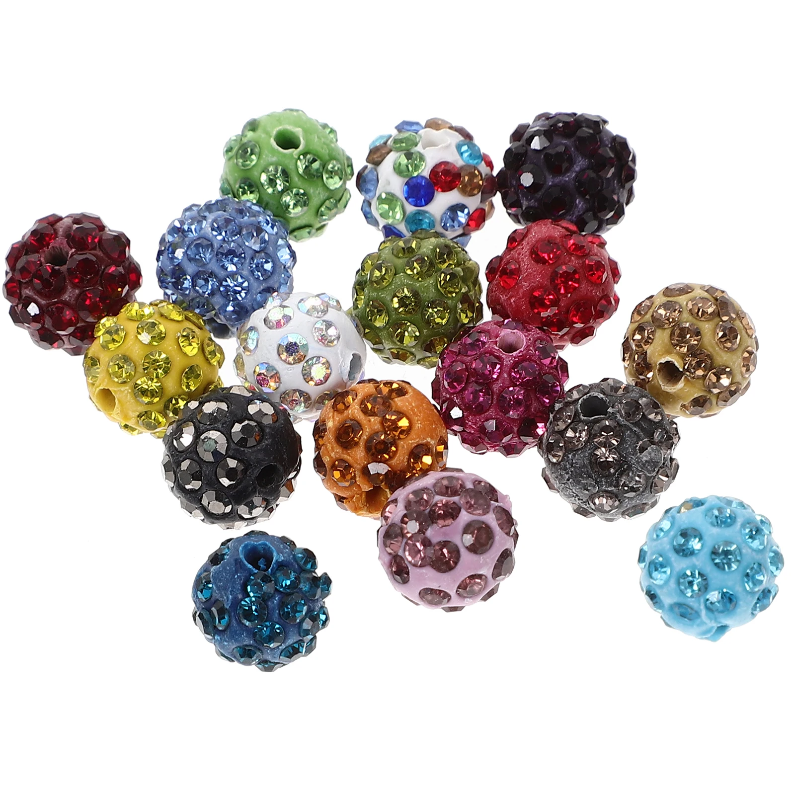 

50pcs Drilled Ball Beads Rhinestone Spacer Loose Jewelry Making Craft Diy Bracelet Necklace Pendant Chain Beads For Crafts