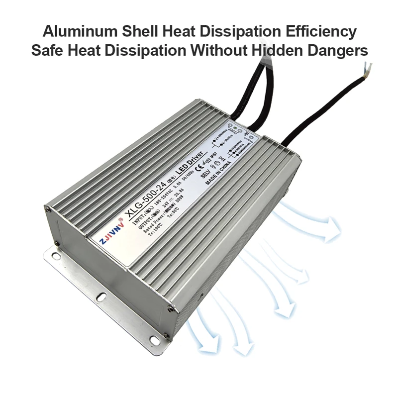 Transformador Impermeável Ip67 Led Driver Tensão Constante e Corrente Fonte de Alimentação dc 24v 36v 45v 48v 500w 220v ac Xlg500