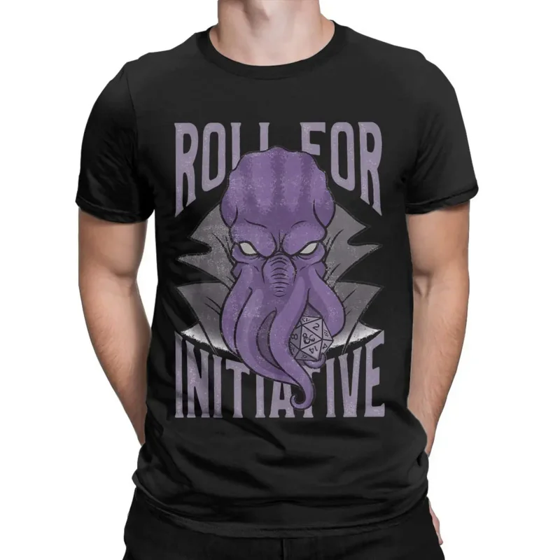 DND Mind Flayer Illithid Roll For Initiative T-Shirts Men Unique Cotton Tee Shirt O Neck Short Sleeve T Shirt Original Clothes