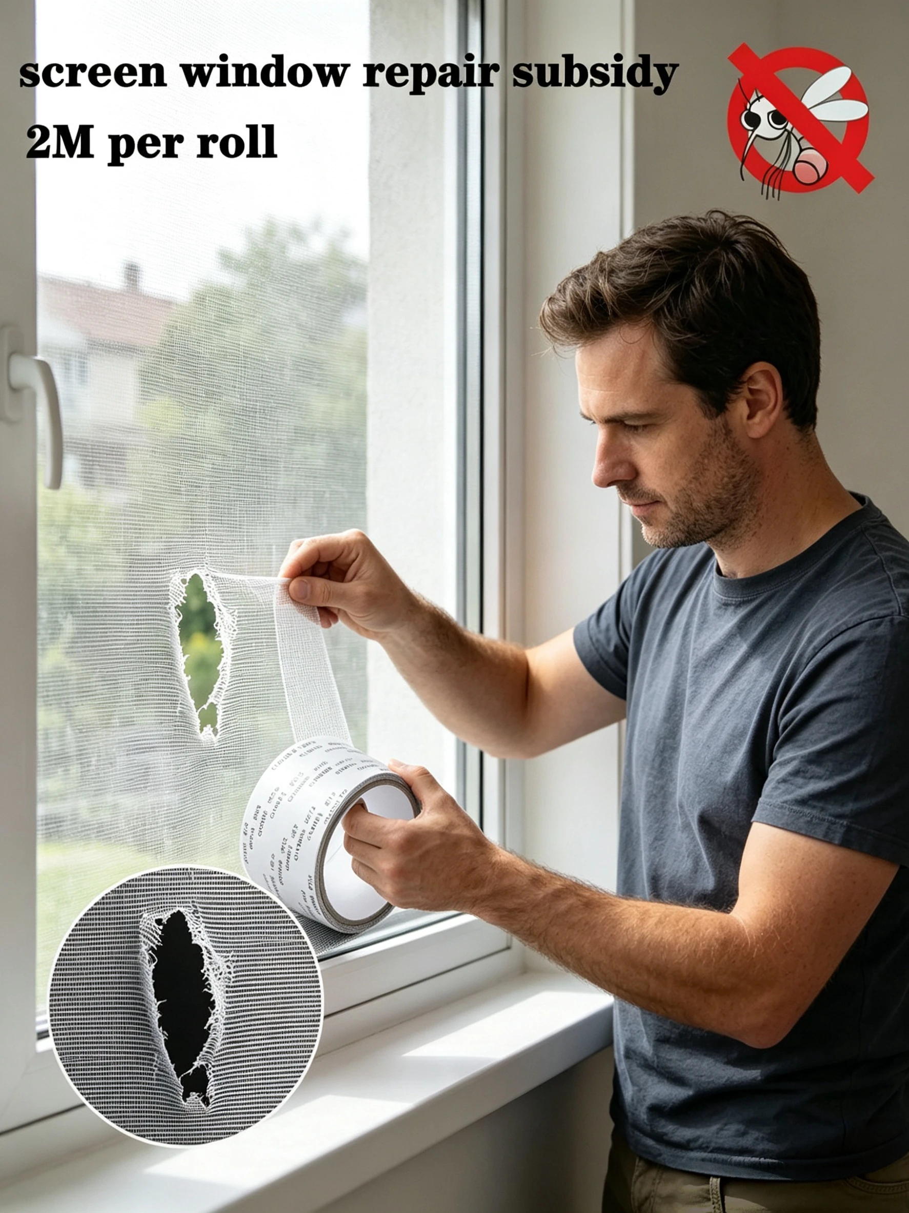 Mosquito Net Windows anti-mosquito mesh Easy-to-Apply Waterproof Window Screen Repair Tape Self-Adhesive Mesh Patch
