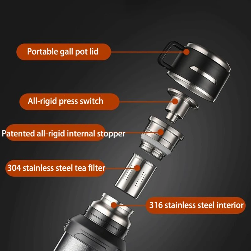 Imagem -03 - Garrafa Térmica de de Grande Capacidade Frasco de Vácuo Portátil Copo Isolado com Corda Garrafa Térmica 1300 ml 1300 ml Aço Inoxidável