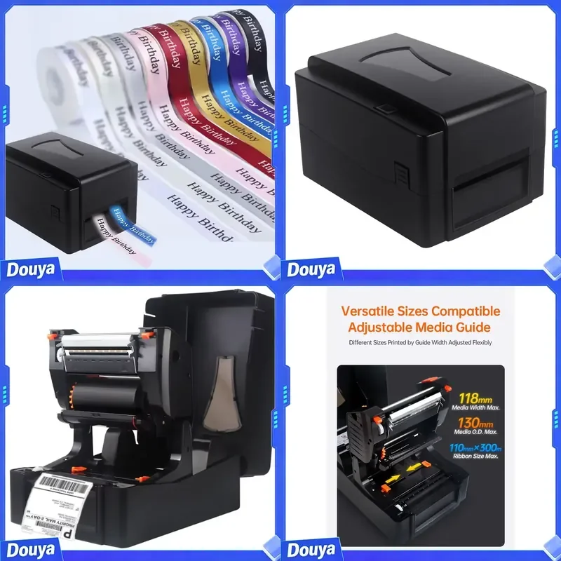 Hot Heat Transfer Hot Stamping Printer 300dpi with Cutter USB Interface Hot Transfer Gold Ribbon Printer Satin Ribbon Printer