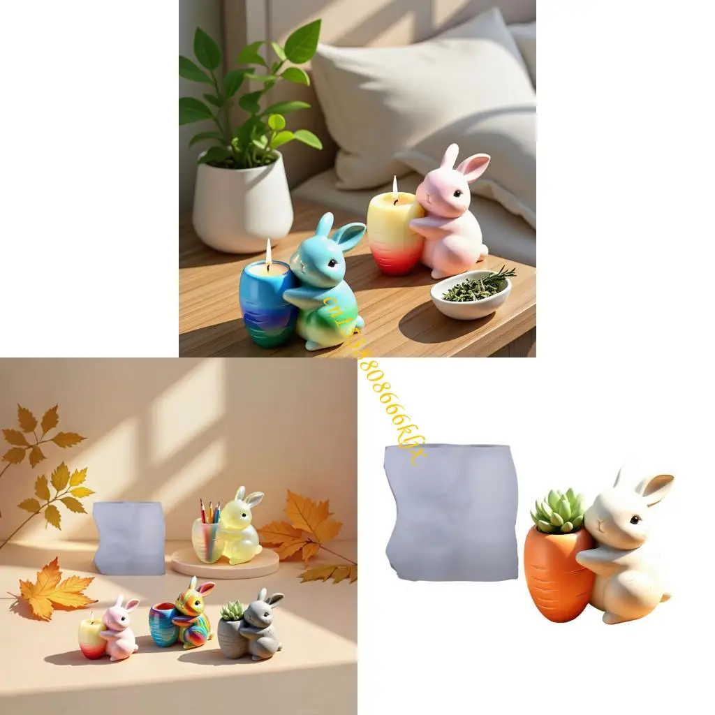 

Silicone Rabbit Planter Mold For Crafting Resin Trays And Decorative Pen Holder 066C