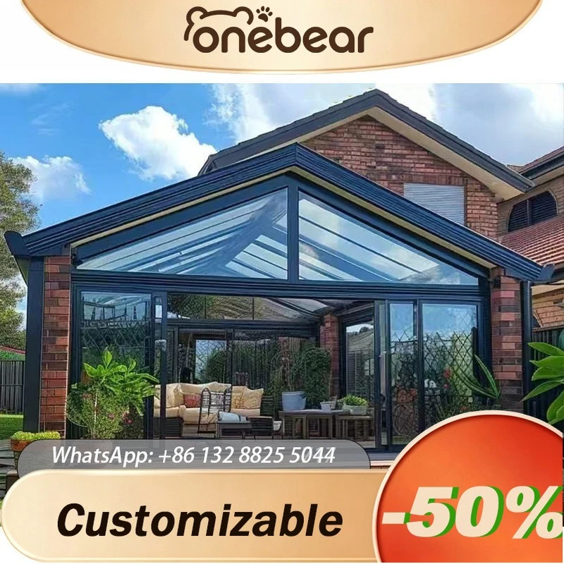 Any Size Custom Aluminum Frame Luxury Glass Sunroom Winter Garden Glass House Outdoor Terrace Patio Enclosure