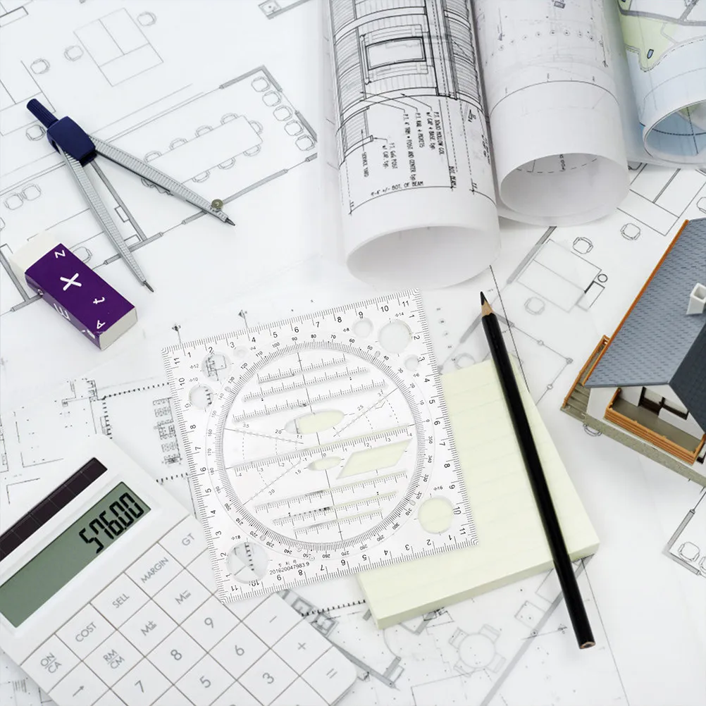 

2pcs Drawing Template Circle Stencil Abs Precision Ruler For Art Design Architectural Drafting Tools Shapes