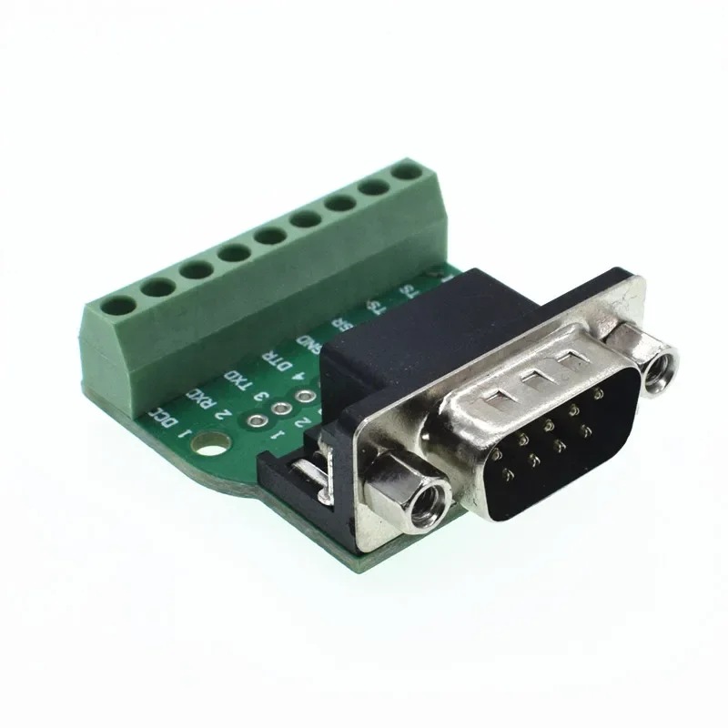 D-Sub 9pin Solderless Connectors DB9 RS232 Serial to Terminal Female Male Adapter Connector Breakout Board Black+Green