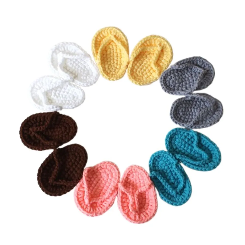 2 Pcs/Set Hand Crochet New Baby Photography Props Accessories Baby Slippers New Baby Photography Prop Shoes Crochet Slippers