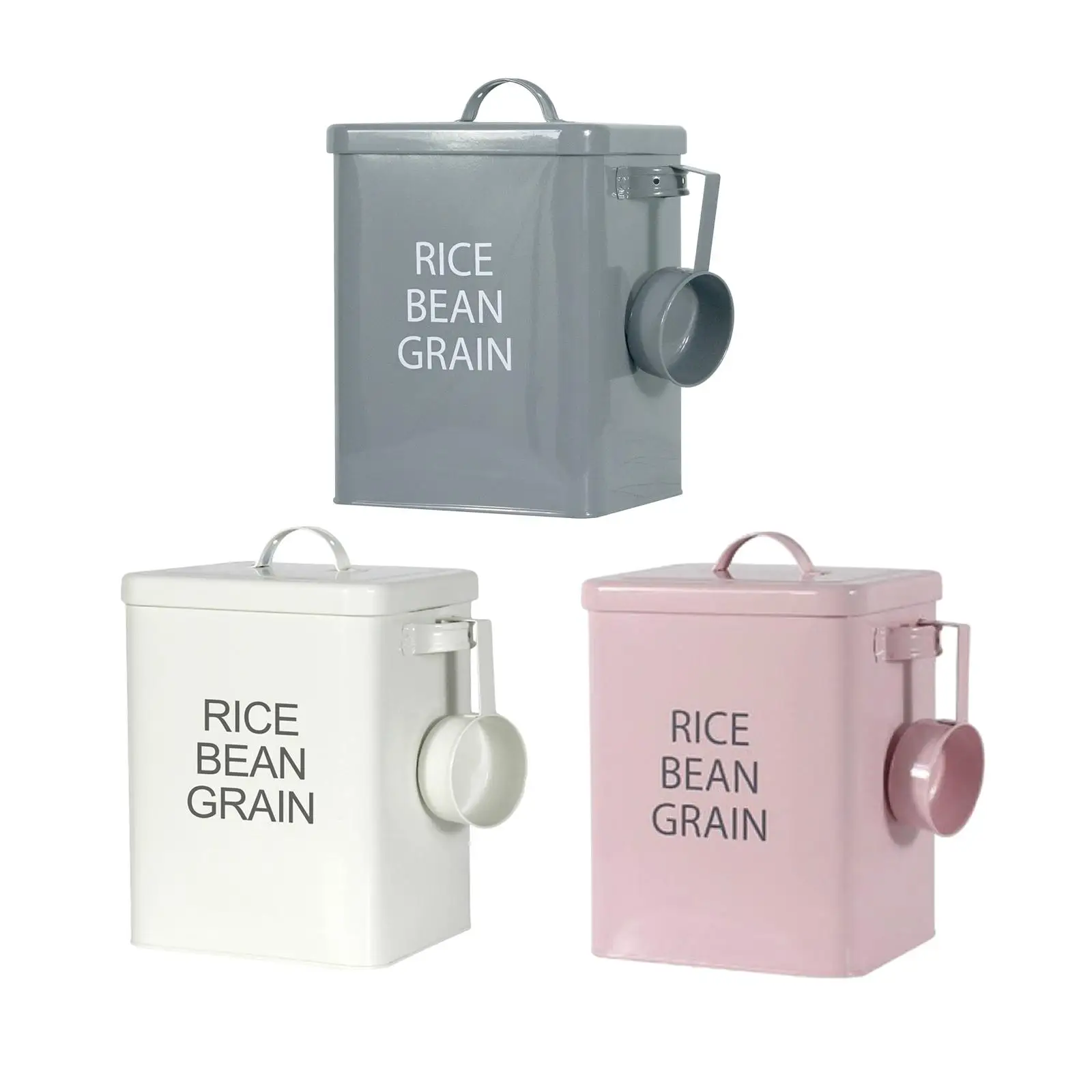 

Metal Rice Storage Container,Rice Canister with Lid and Measuring ,