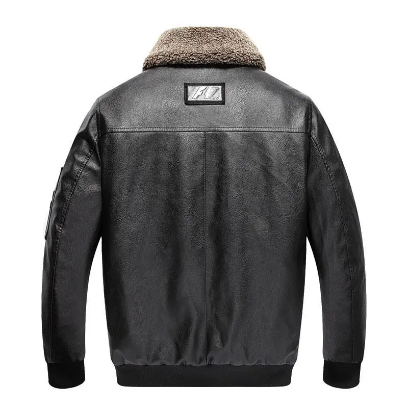 Men Winter Coats Pu Leather Jackets Bomber Coat Male Fleece Fashion Men\'s Clothing Motorcycle Jacket Thick Vintage Outwear 5Xl