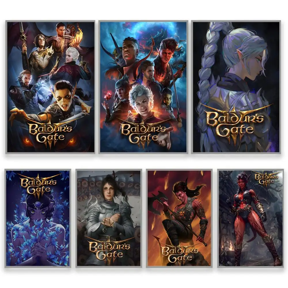 Video Game B-Baldurs Gate 3 Poster Waterproof Canvas Art Wrinkle Free Wall Hanging For Home Living Room Bedroom Decor