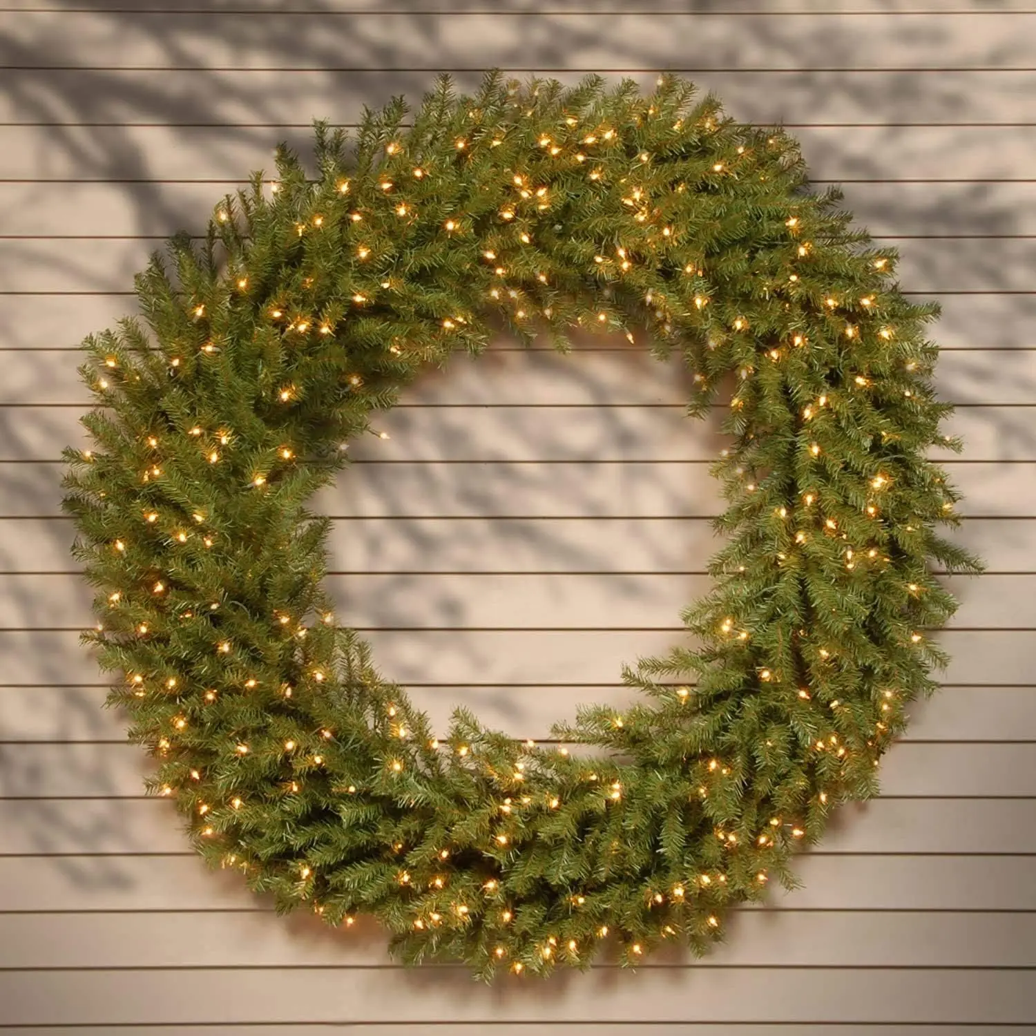 Pre-Lit Artificial Christmas Wreath, Green, Norwood Fir, White Lights, Christmas Collection, 60 Inches