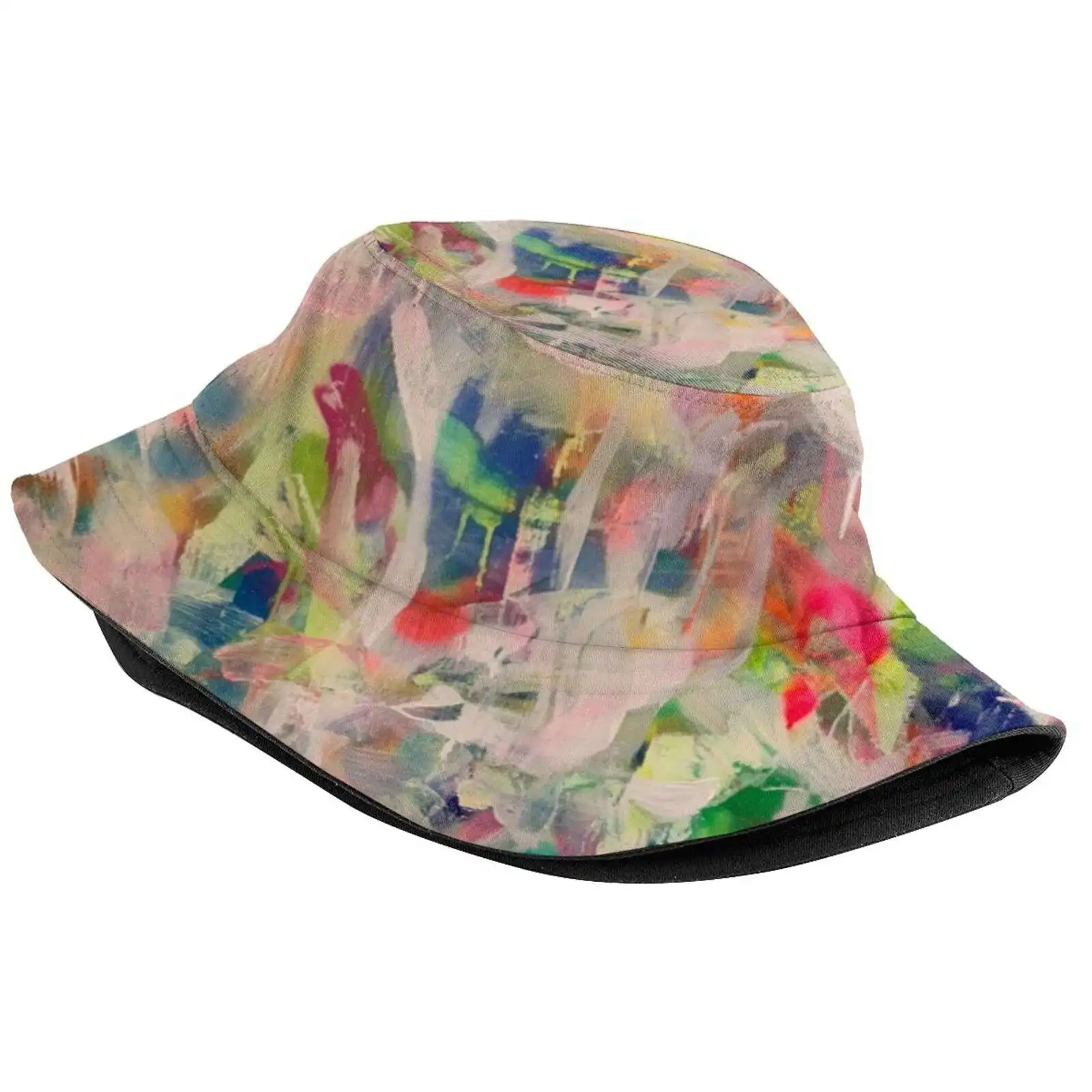 Abstract Painting Of Wildflowers Sun Cap Fisherman Hat Bucket Hats Abstract Urban Flow Studio Original Colorful Summer Blue