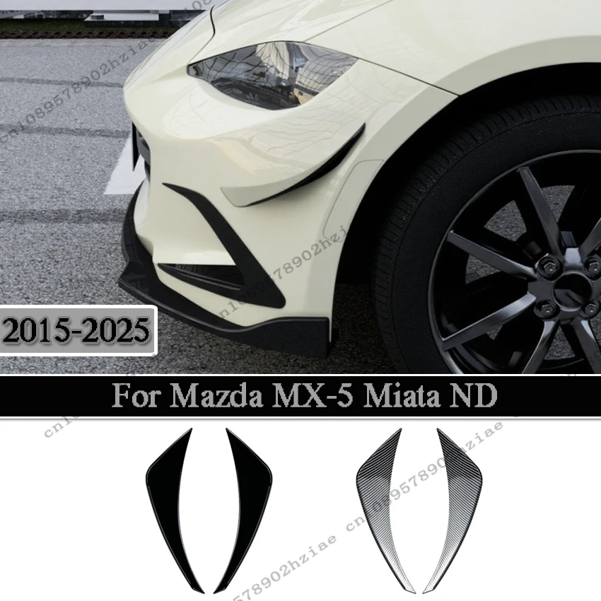 

Для Mazda MX-5 Miata ND 2015-2025 передний бампер, боковой спойлер, крышка воздушного ножа, сплиттер, спойлер на крыло, черный блеск, аксессуары