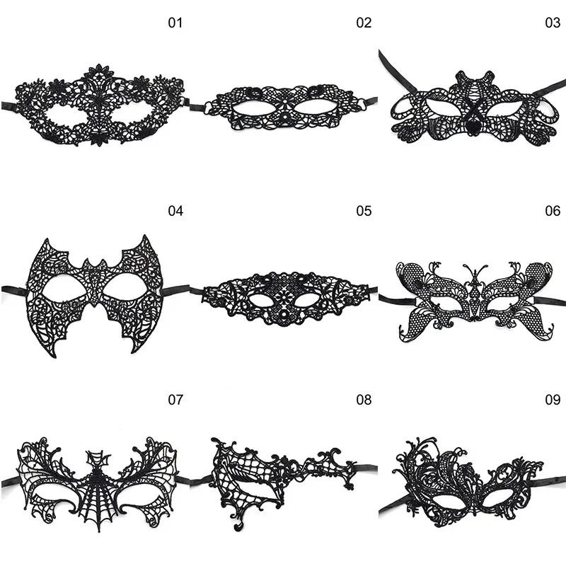 Sexy Lace Eye Mask for Women Hollow Lace Masquerade Face Mask Party Cosplay Prom Props Halloween Nightclub Fancy Black Eye Masks