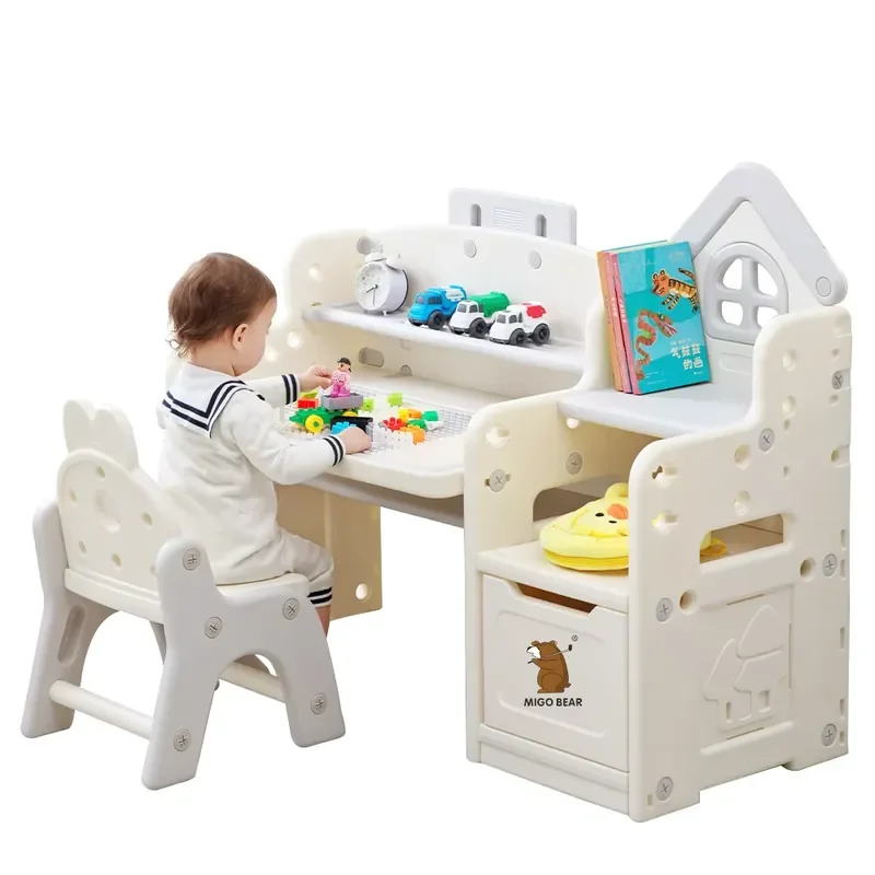 Mige Bear Ergonomics Children's Plastic Learning Table Books Sensory Activities Games Chair Table Learning Storage Box