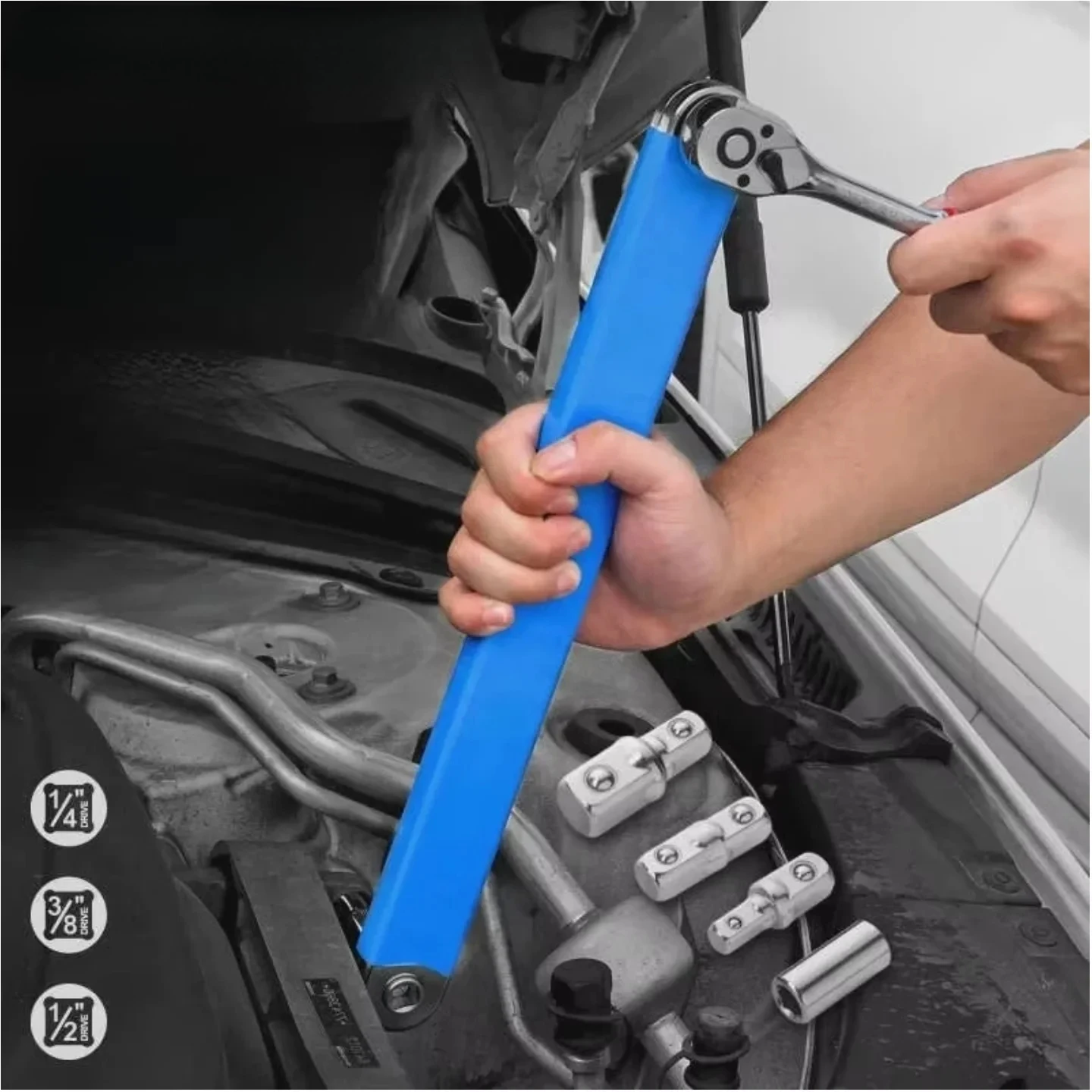 Professioneller Zero-Offset-Verlängerungsschlüsselsatz 1/2 1/4 3/8 Werkzeug für enge Räume für Motorrad-, Auto-, Heim-, Garage- und DIY-Reparaturen – Detail 1