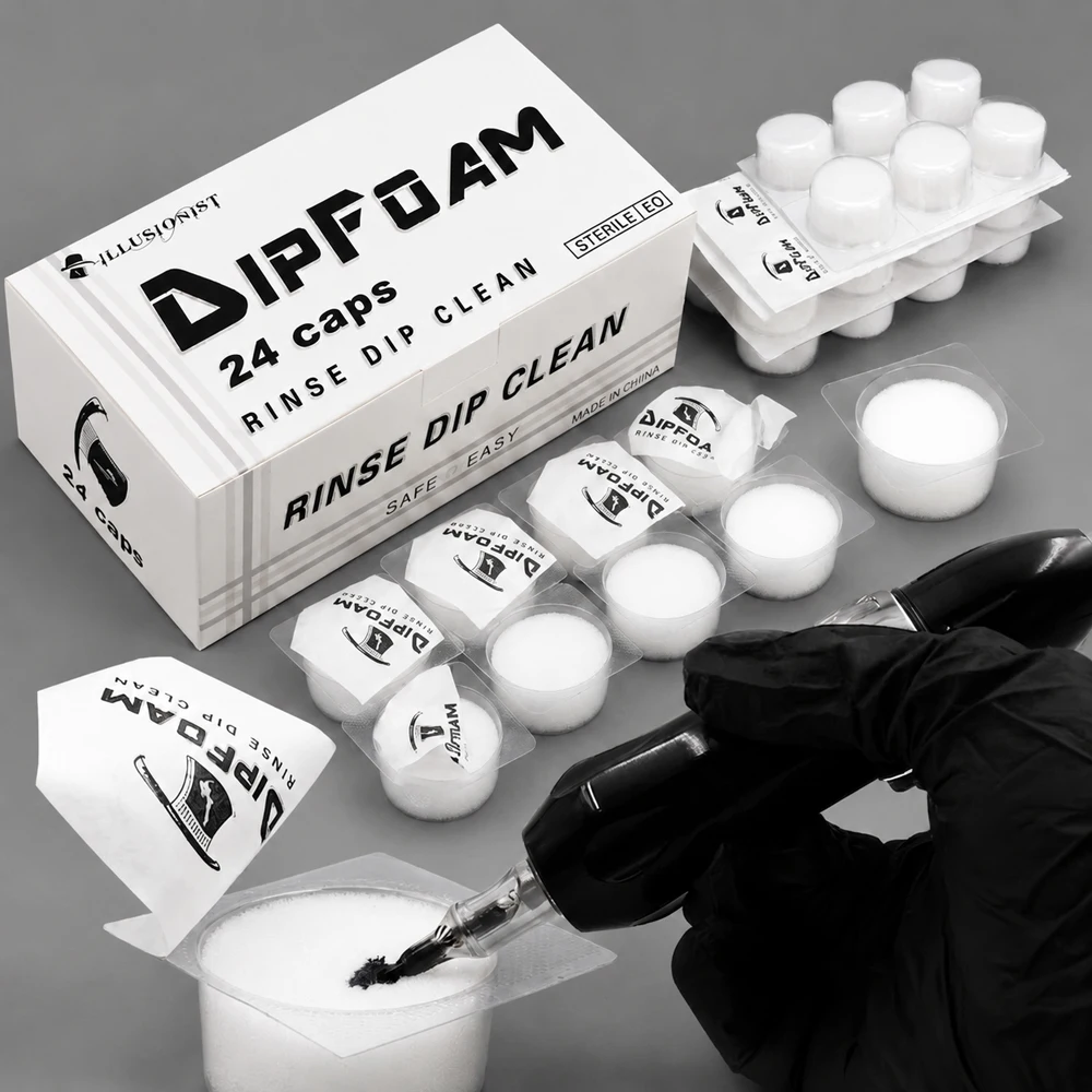 48/24/12/6/3pcs Tattoo Dip Foam Sponge Caps Cups Tattoo Needle Dip Foam Cleaning Cup for Needle and Tip Rinse Tattoo Accessories