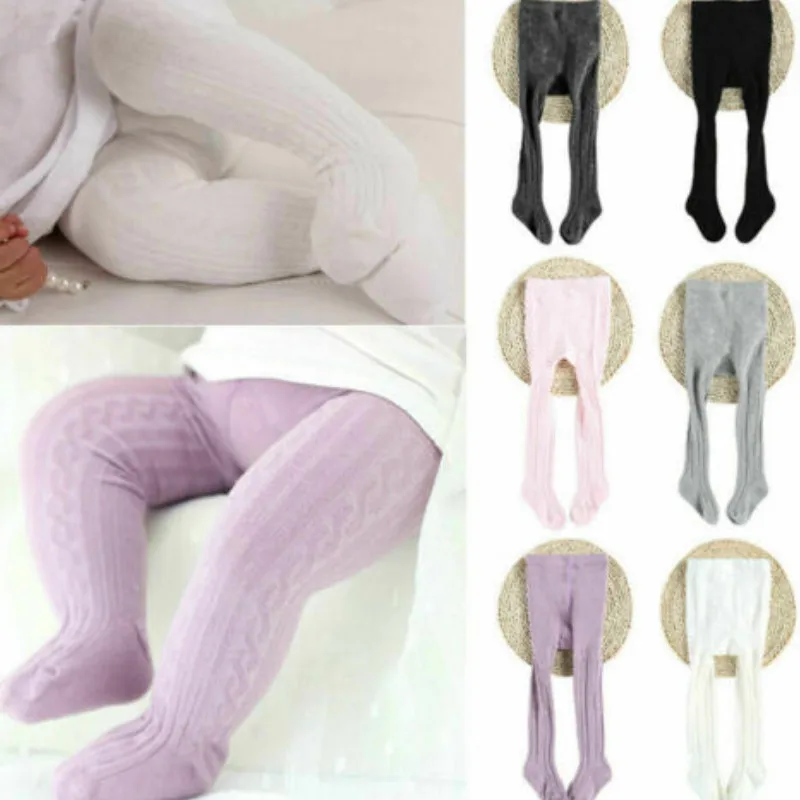 Baby Girl Boy Accessories Kids Socks Clothes Knit Cotton Tights Solid Colors Thread Crochet Pantyhose Warm Stockings Fall Winter