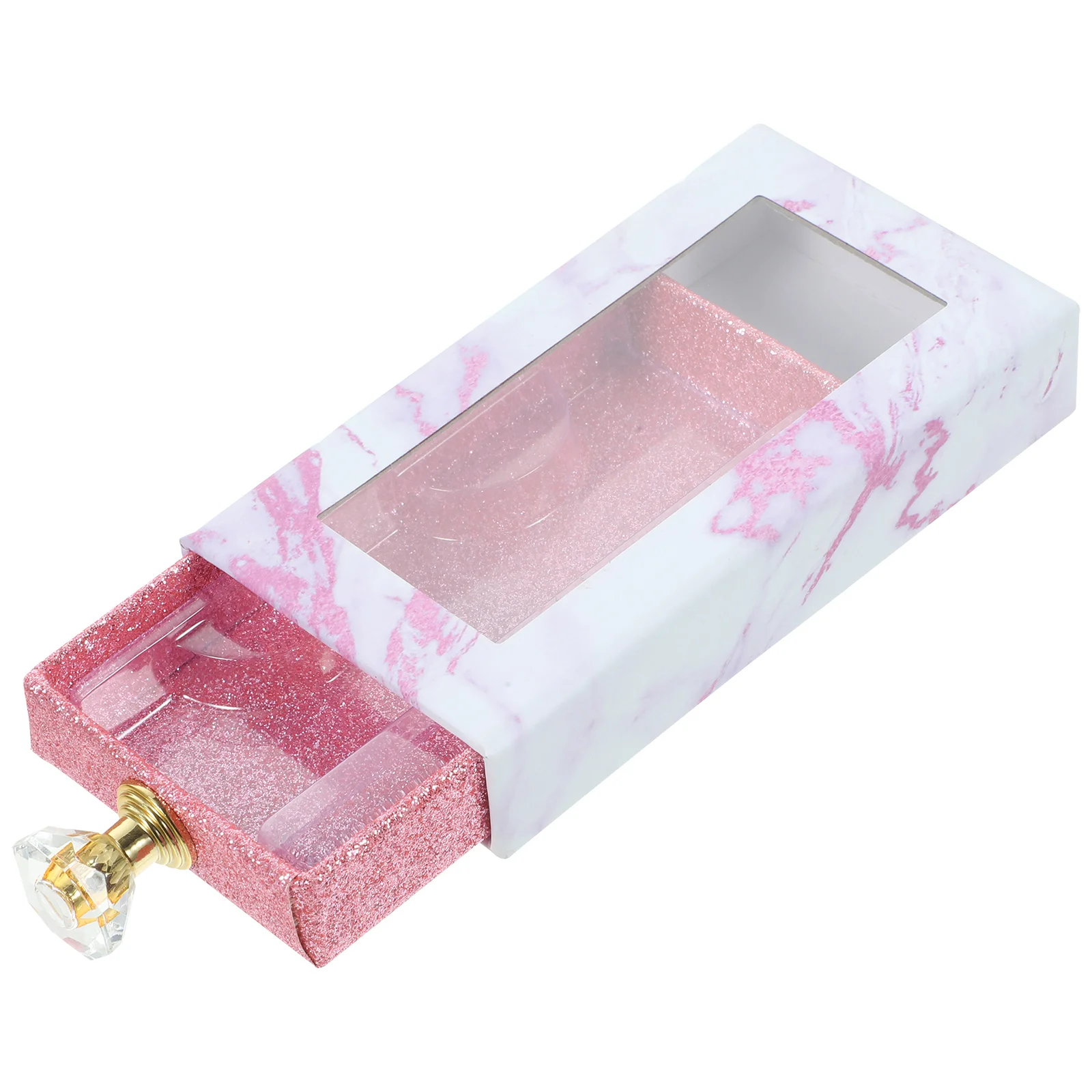 صندوق درج رموش صناعية خفيف الوزن محمول، تصميم مقبض نافذة شفاف، حاوية تخزين للسفر سهلة الفتح والإغلاق #1