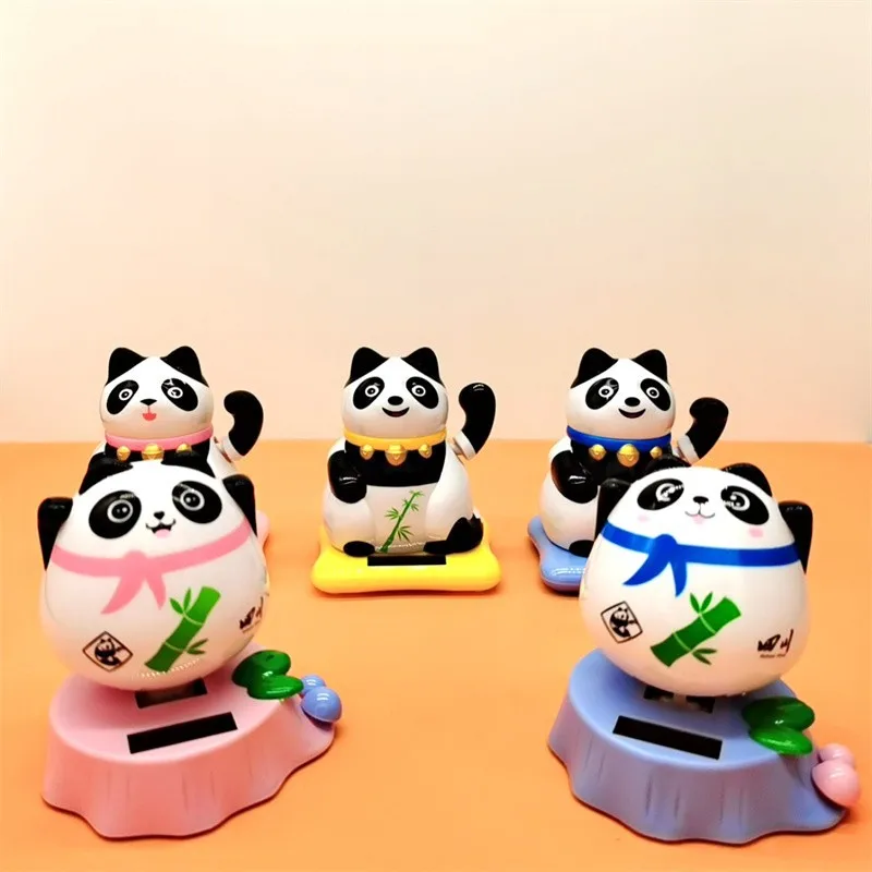 1Pcs Cute Fun Panda Toy Cartoon Swing Panda Solar Powered Shaking Dancing Toy Car Interior Decor Accessories Solar Dancing Toy