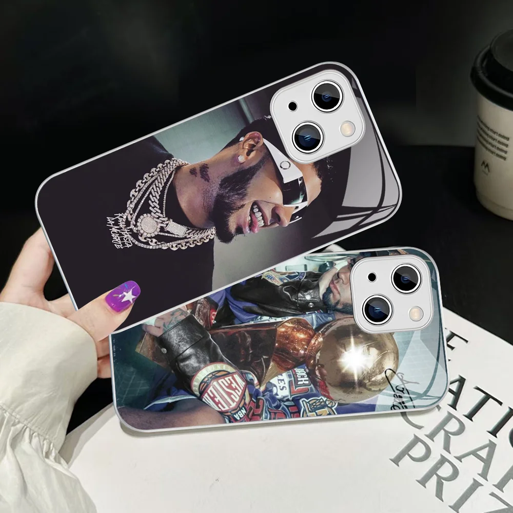 A-Anuel AA Rappers Phone Case For IPhone 14 13 12 Mini 11 Pro XS Max X XR 14 Plus Tempered Glass Cover