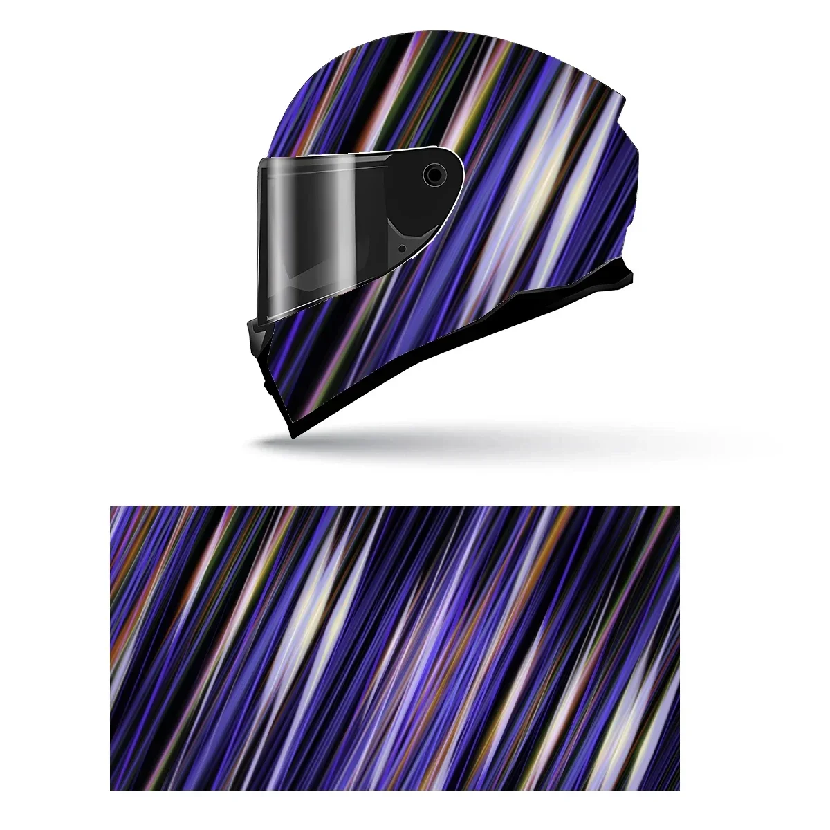 Hyper Realistic Stripe Full Helmet Wrap Sticker Motorcycle Helmet Racing Graphic Decal Vinyl Wrap Helmet Decorative Sticker