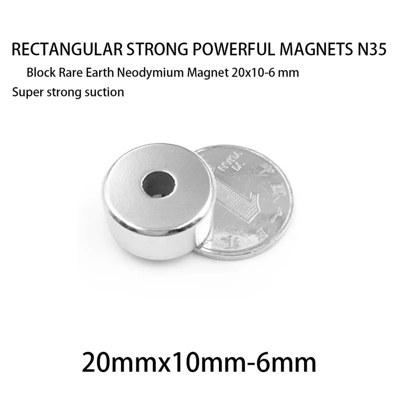 2/5/10/15/20PCS 20x10-6 Disc Rare Earth Neodymium Magnet 20*10 mm Hole 6mm Countersunk Round Magnets Strong N35 20*10-6