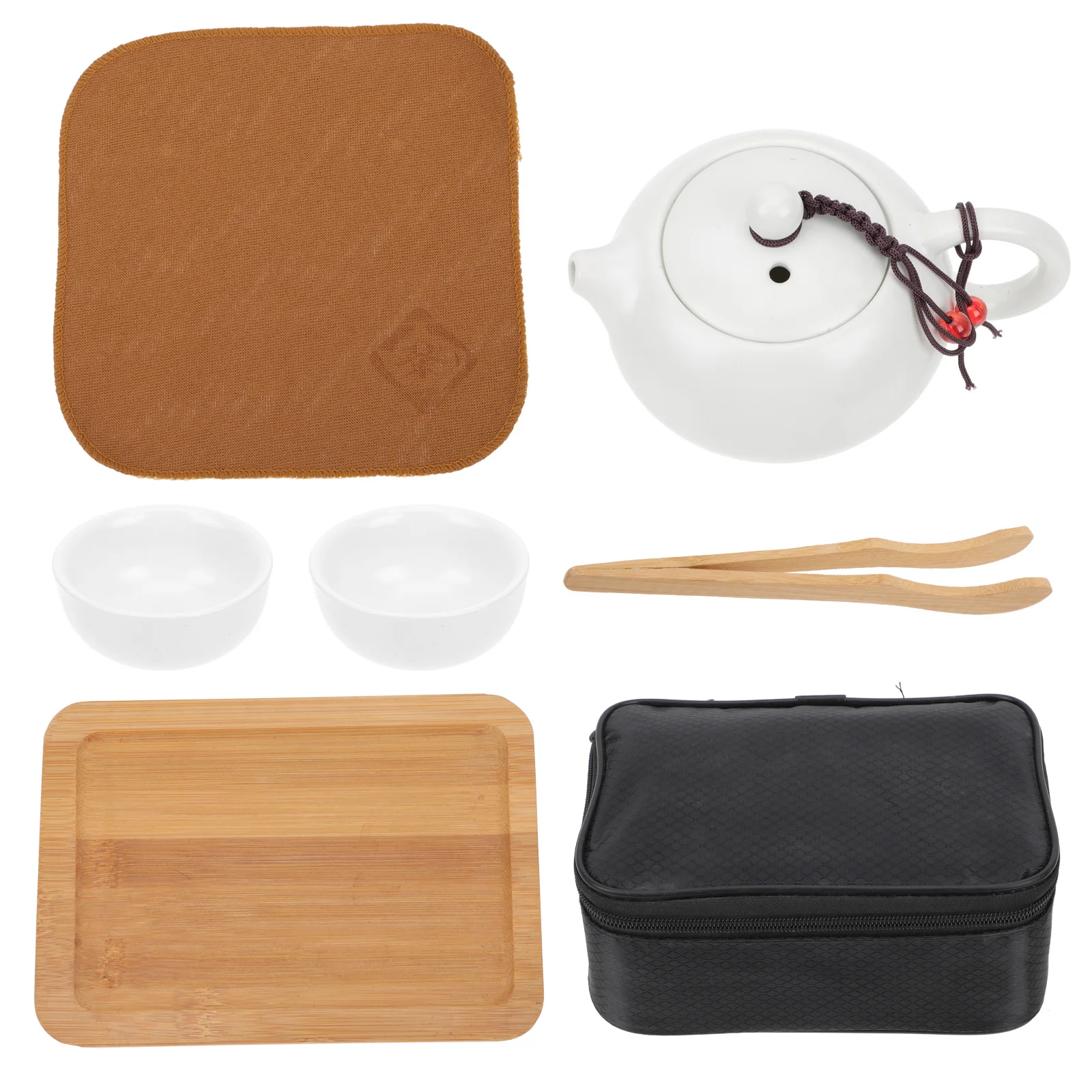 

1Set Travel Ceramic Tea Set Portable Heat Resistant Porcelain Teapot Outdoor Kung Fu Tea Cups Kit Chic Ceramic Teapot